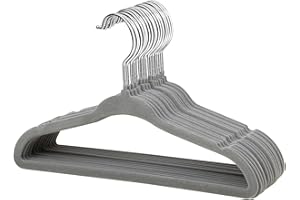Stormix Baby Clothes Hangers 16 Pack, Kids Velvet Hangers Non-Slip, Clothes Hangers with Shoulder Notches for Toddler Children (Gray)
