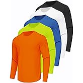5 Pack Mens Long Sleeve Quick Dry Active Athletic T Shirt Running Gym Workout Tee Tops