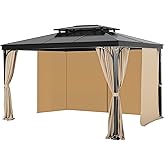 VEVOR Gazebo Curtains Outdoor, Fit Most 10' x 10' x 6.7' Gazebos, 4-Panel Sidewall Gazebo Privacy Curtains with Zippers, Outdoor Curtain Replacement for Patio Canopy, Only Curtain, Khaki