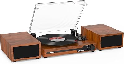 Udreamer Record Player with Dual 10W Speakers Bluetooth 5.3 3 speeds Brown