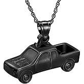 shajwo Pick Up Truck Urn Necklaces for Ashes for Women Men Cremation Jewelry for Ashes Memorial Human Ashes Pendant