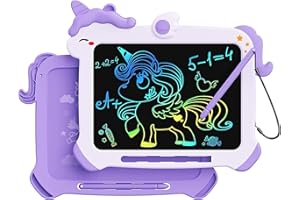 Kikapabi 8.5 Inch LCD Writing Tablet for Kids, Unicorn Colorful Screen Doodle Board, Drawing Pad, Educational Toy, Toddlers T