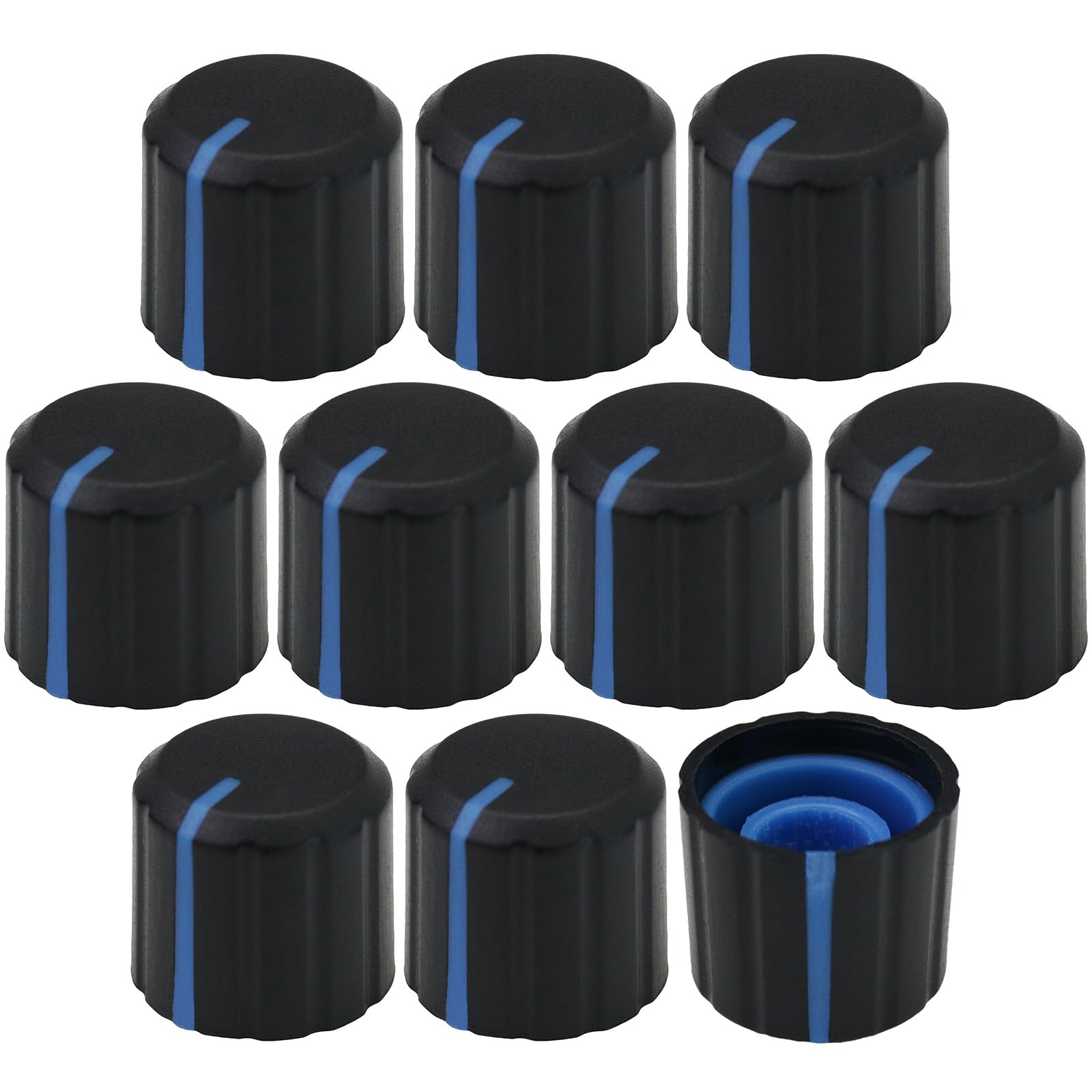 6mm Splined Hole Short Mixer/Equipment Control Knobs Pack of 10 (Blue)