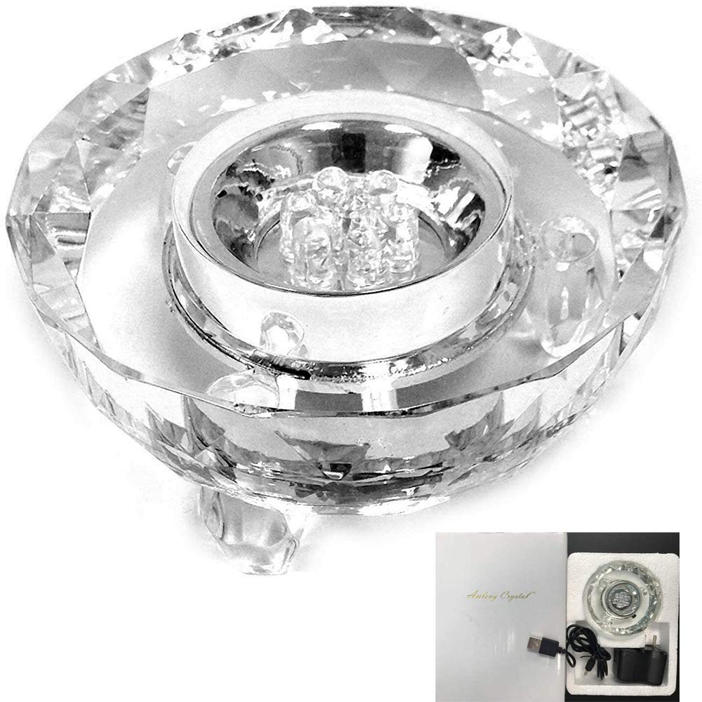 Amlong Crystal 7 LED Colored Lights Illuminated Display Stand