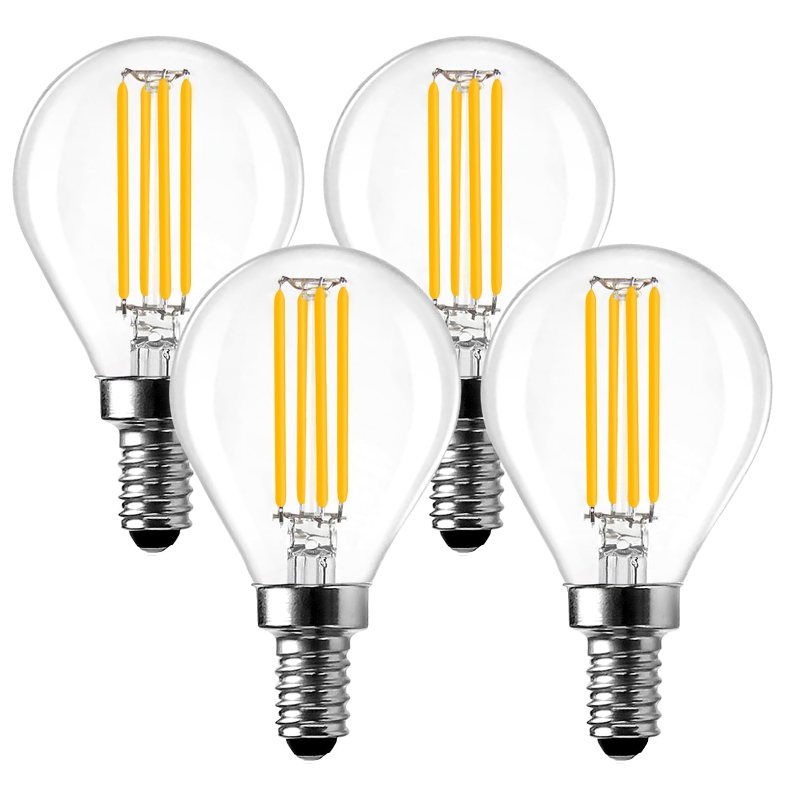 LangPlus+ 4 Pack Dimmable E14 Small Edison Screw LED Bulbs, 6W G45 Golf Ball LED Vintage Filament Bulbs, 60W Equivalent 2700K Soft White Bulb