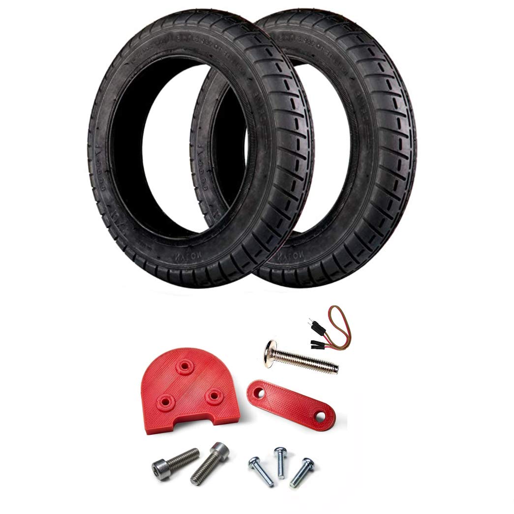 Myfuturshop® 10 Inch Tyres for Xiaomi M365, S1, Essential, Pro and PRO2 + Spacer Kit for Using Large Wheels, Red