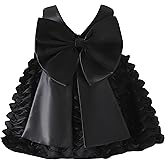 TENTIDE Baby Girl Black Dress Wedding Sleeveless V Neck A-line Bridesmaid Party Dresses Princess Tulle Ball Gown