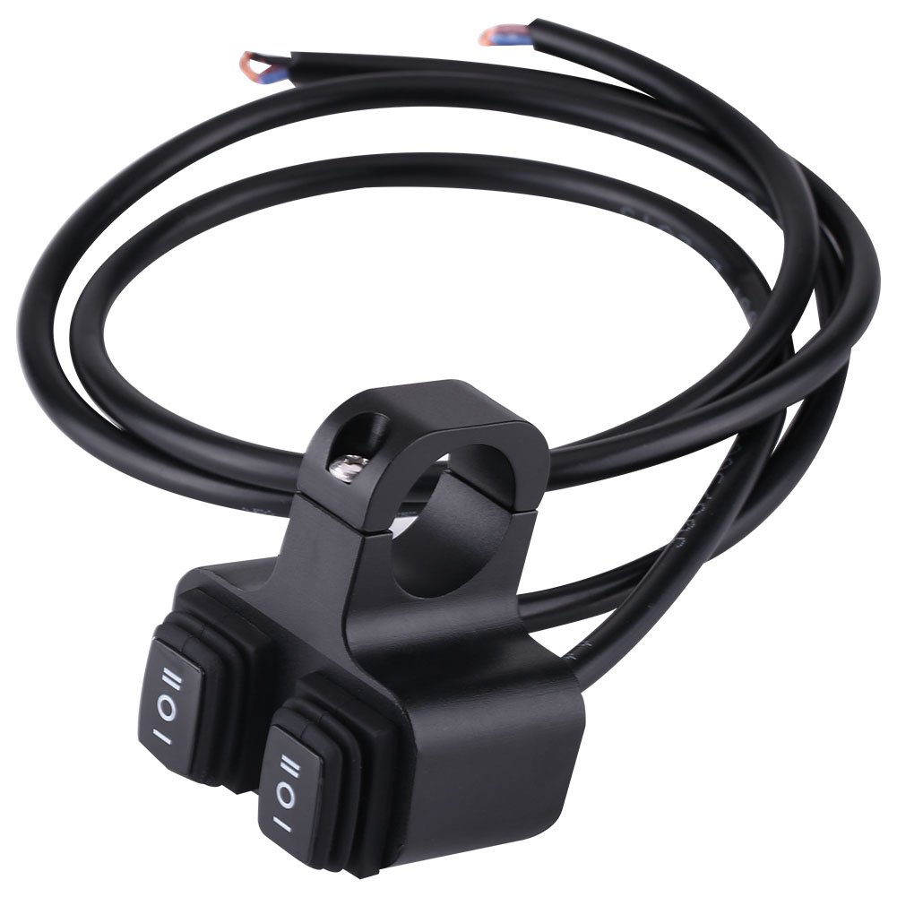 Qiilu CNC Aluminum Alloy Motorcycle Handlebar Mount Headlight Spotlight 3 Way On/Off Dual Switch