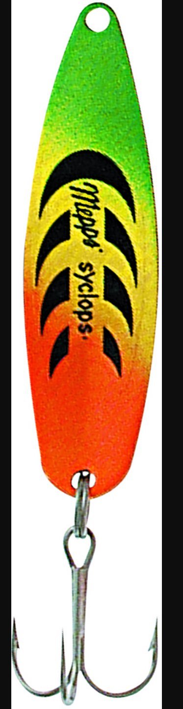 Mepps Syclops fluorescent fire tiger, sise 1, 12 gram.