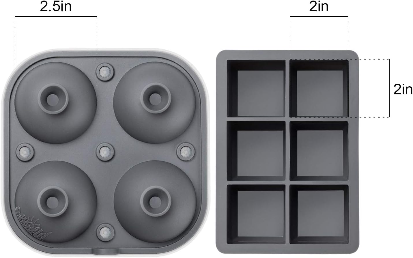 Samuelworld Ice Cube Trays - Jumble Big Cubes & 2.5 inches Large Sphere Ice Mold Combo for Whiskey and Cocktails, Keep Drinks Chilled (Grey): Kitchen & Dining