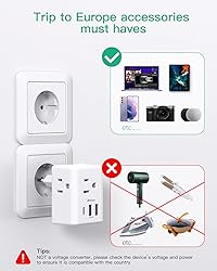 [2-Pack] European Travel Plug Adapter