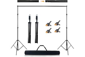 HABOKE Photo Studio Backdrop Stand Support System,10'x7' Adjustable Backdrop Stand Kit with Backdrop Clip and Storage Tote for Portrait and Studio Photography