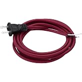 uxcell 8Ft 18/2 Cloth Covered Lamp Cord with Plug, Vintage Electrical Lamp Cord with Stripped Ends for Extension Wiring DIY Repairing, Claret