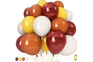 GOVPY Burnt Orange Brown Balloons, 12 Inch 35PCS Fall Balloons with Orange Brown Yellow Burgundy Maroon Latex Balloon for First Fall Baby Shower Thanksgiving Autumn Harvest Market Birthday Party Decorations