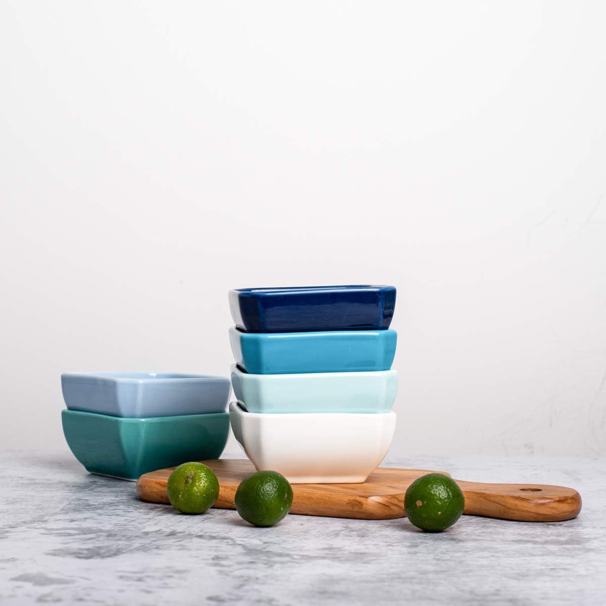  | Delling 3 Oz Ceramic Dip Bowls Set - Dipping Soy Sauce Bowl/Dishes Small Cups for Sushi Tomato Sauce, Soy, BBQ-Chip and Serving Set - Set of 6, Colorful: Chip & Dip Sets