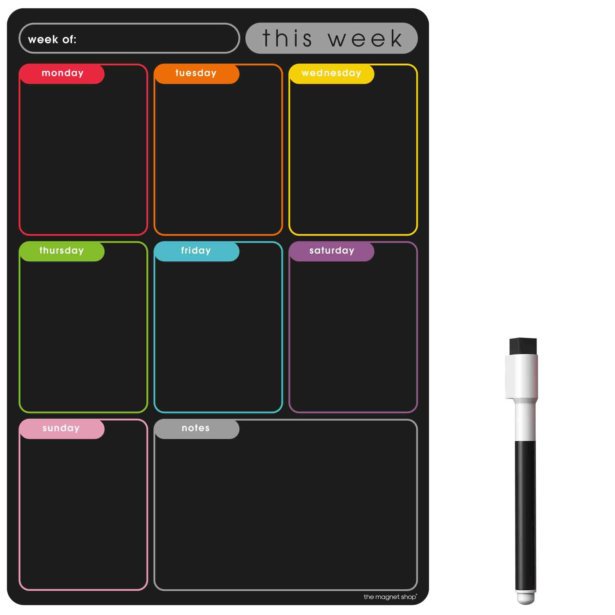 TMS Magnetic Weekly Planner and Dry Wipe Pen, Meal Planner and Shopping List, Fridge Whiteboard for Meal Prep, Notes and Reminders, Daily Plan - Dry Erase Memo Board, Kitchen or Office