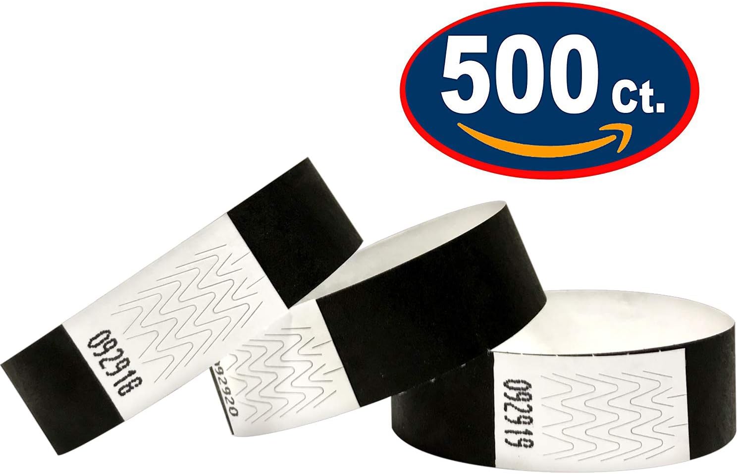 Tyvek Wristbands 500 Pack Black 3/4" Tyvek Wristbands For Events