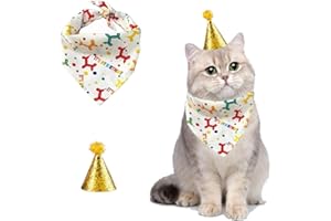 Cat Dog Birthday Hat Pet Party Supplies - Scarf for Small, Medium, Large Cat Dogs