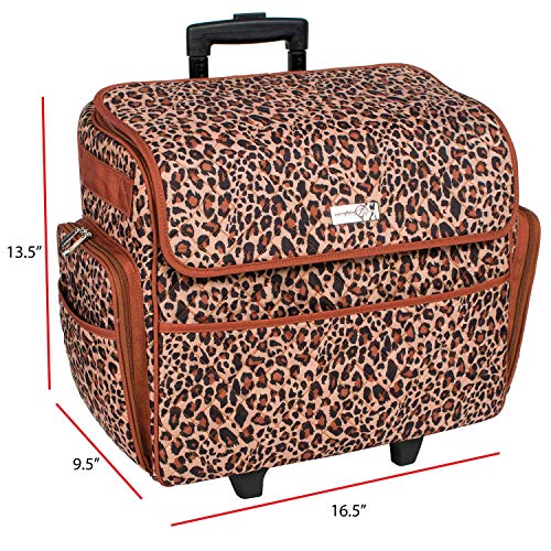 Everything Mary Deluxe Quilted Cheetah Print Rolling Sewing Machine