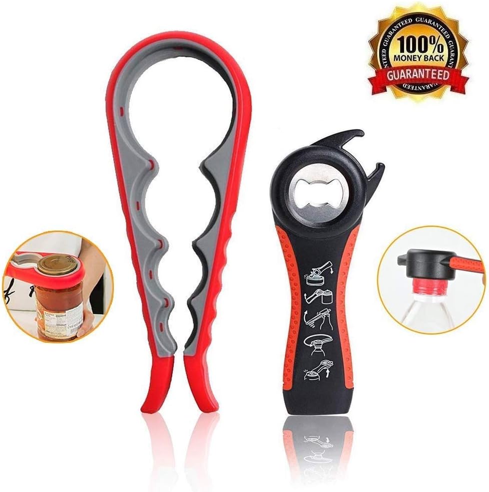 Bottle Can and Jar Grip Opener 2 Pack, 5in1 Multi Kitchen