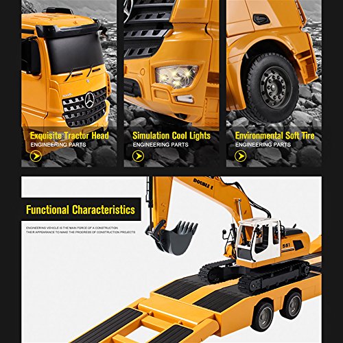 Remote Control DOUBLE RC Tow Truck Detachable Flatbed Semi Trailer