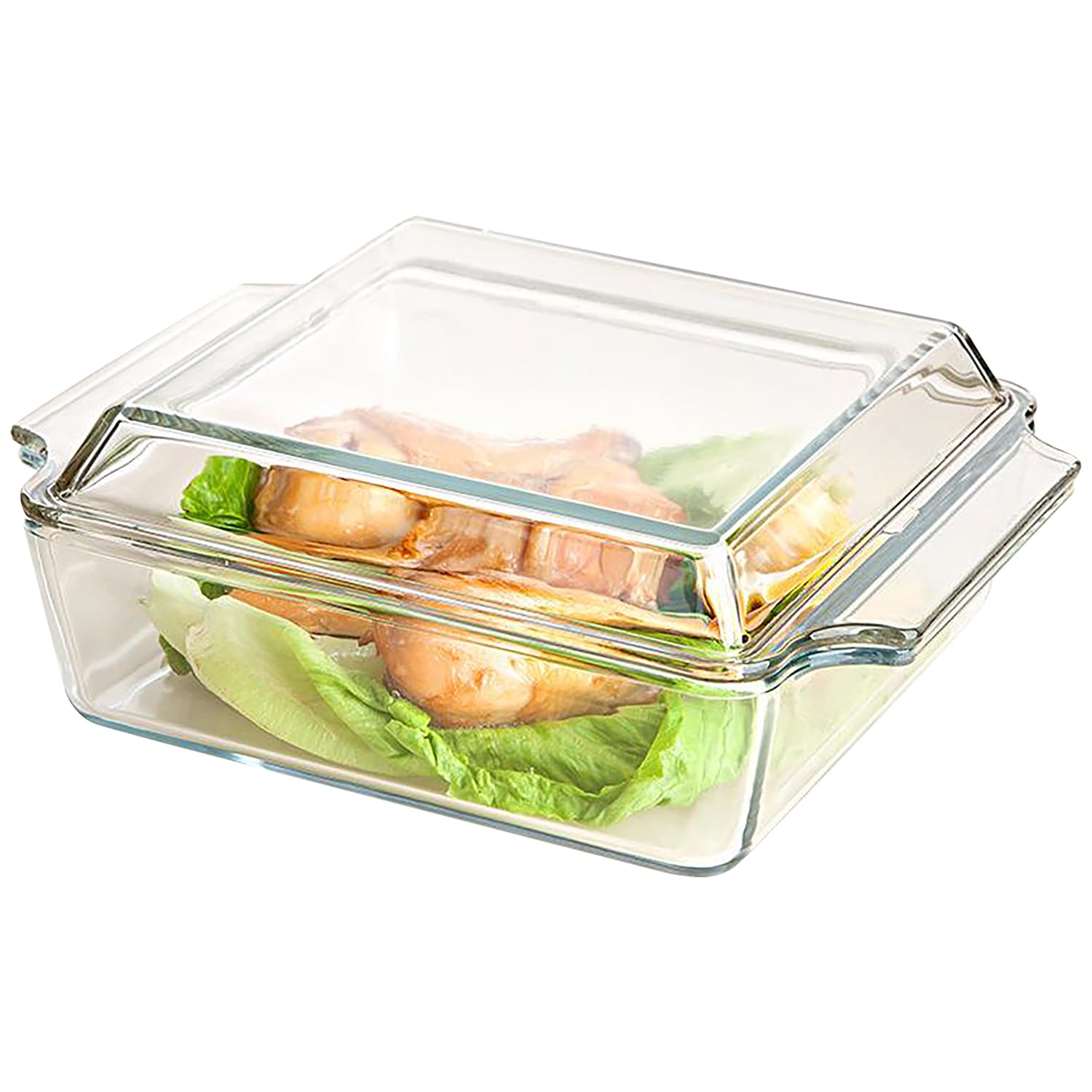 1L Glass Casserole Dishes with Lids - Oven Proof, Microwaveable, Mini Square Individual Dishes
