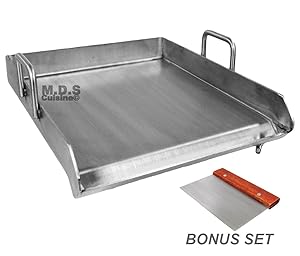 Stainless Steel Flat Top Comal Plancha 18"x16" inch BBQ Griddle for cooking with Outdoors Stove or Grill catering