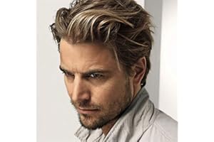 Swiking Men Short Wigs Brown Mix Blonde Wig for Male Guy Layered Halloween Cosplay Party Hair Costume Full Wig for Adults