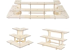 Flenpptly Retail Display Shelves Display Stand Retail Table Wooden 3 Tiers Display Rack Portable Shelf Rack for Retail Counter Top Craft Shows Farmers Market Tradeshows (2 Corner+1 Straight)