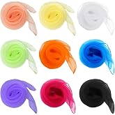 Fengek 9 Pcs Chiffon Scarf, 27.6 Inch Square Solid Color Bandana Handkerchief Ribbon Scarves for Women Girls