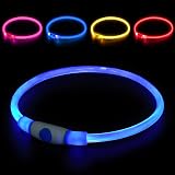 AUAUY LED Light Up Dog Collar Blue USB Rechargeable 70cm Reflective view 8