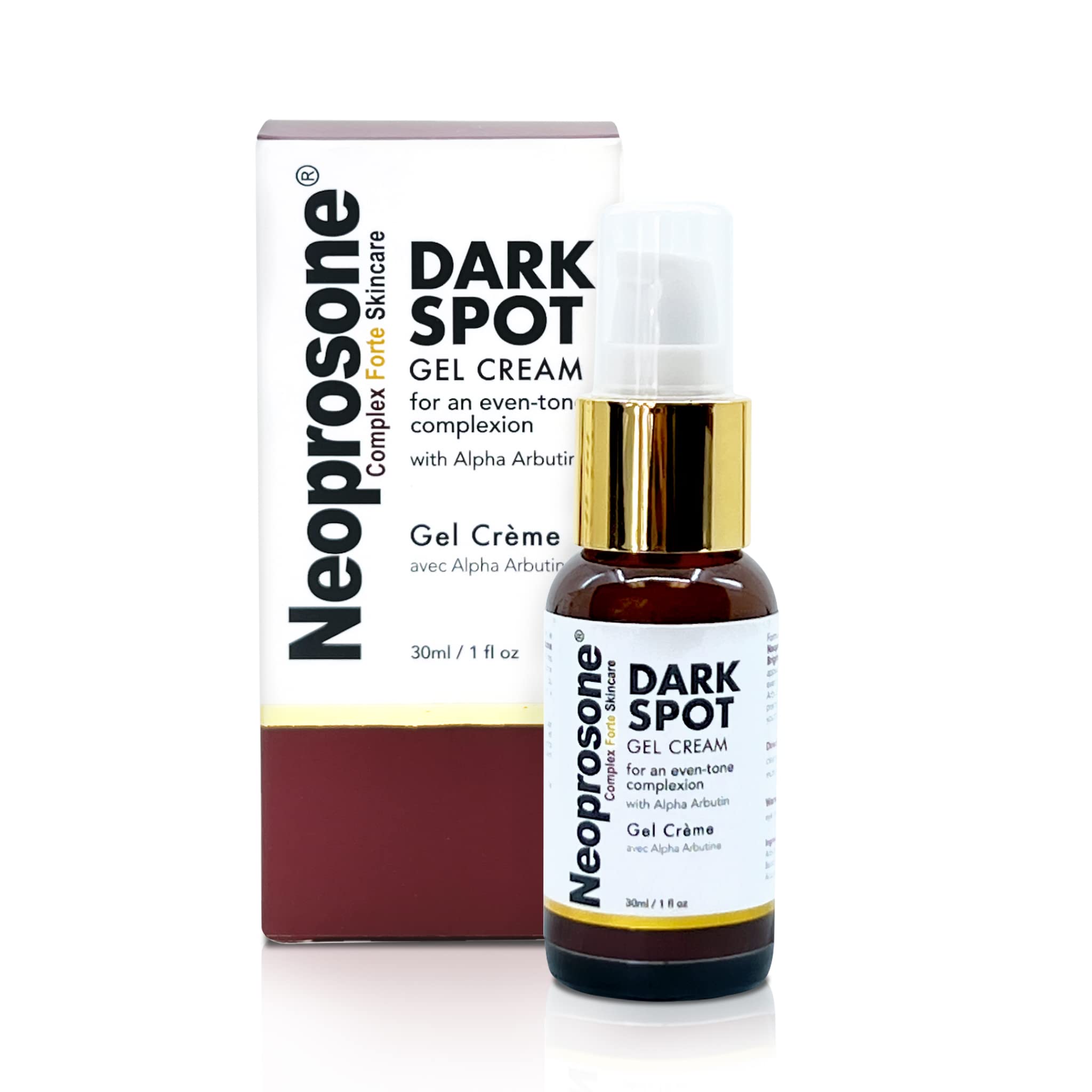 Neoprosone, Dark Spot Remover for Face - 1 Fl oz / 30 ml - Brighteing Cream, Reduce Dark Spots, Sun Spots, Brown Spots on: Face, Knees, Elbows, Hands, Private Areas