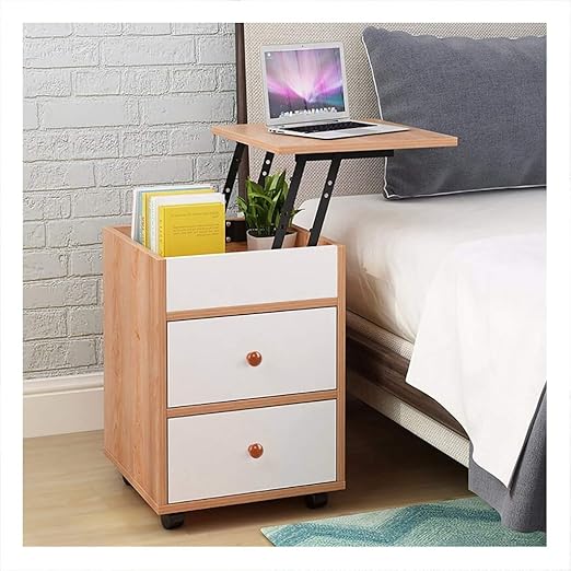 Amazon Com Homefami Bedside Table Lifting Desktop Nightstand Removable Locker End Table Organizer Bedroom Storage Cabinet With Wheels 15 75x15 75x22 44in Yellow Kitchen Dining