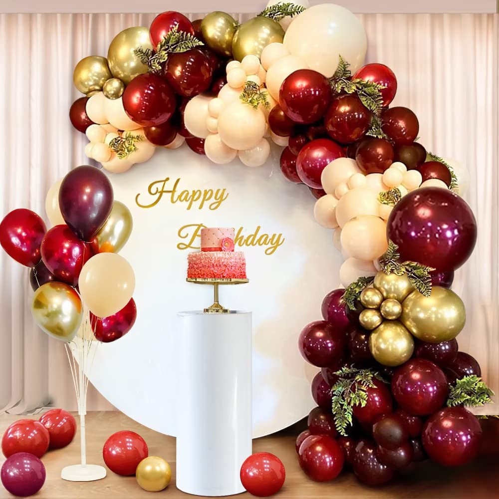 Balloon Arch Kit, Burgundy Apricot Balloons Garland Kit with Metallic Gold Latex Balloons, Pomegranate Red Birthday Wedding Anniversary Bachelorette Valentines Day Party Decorations for Girls Women