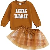 Kayotuas Toddler Girl Thanksgiving Outfit Turkey Sweatshirt Sweater Plaid Tulle Tutu Skirts Little Girls Thanksgiving Clothes