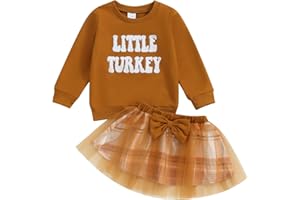 Kayotuas Toddler Girl Thanksgiving Outfit Turkey Sweatshirt Sweater Plaid Tulle Tutu Skirts Little Girls Thanksgiving Clothes