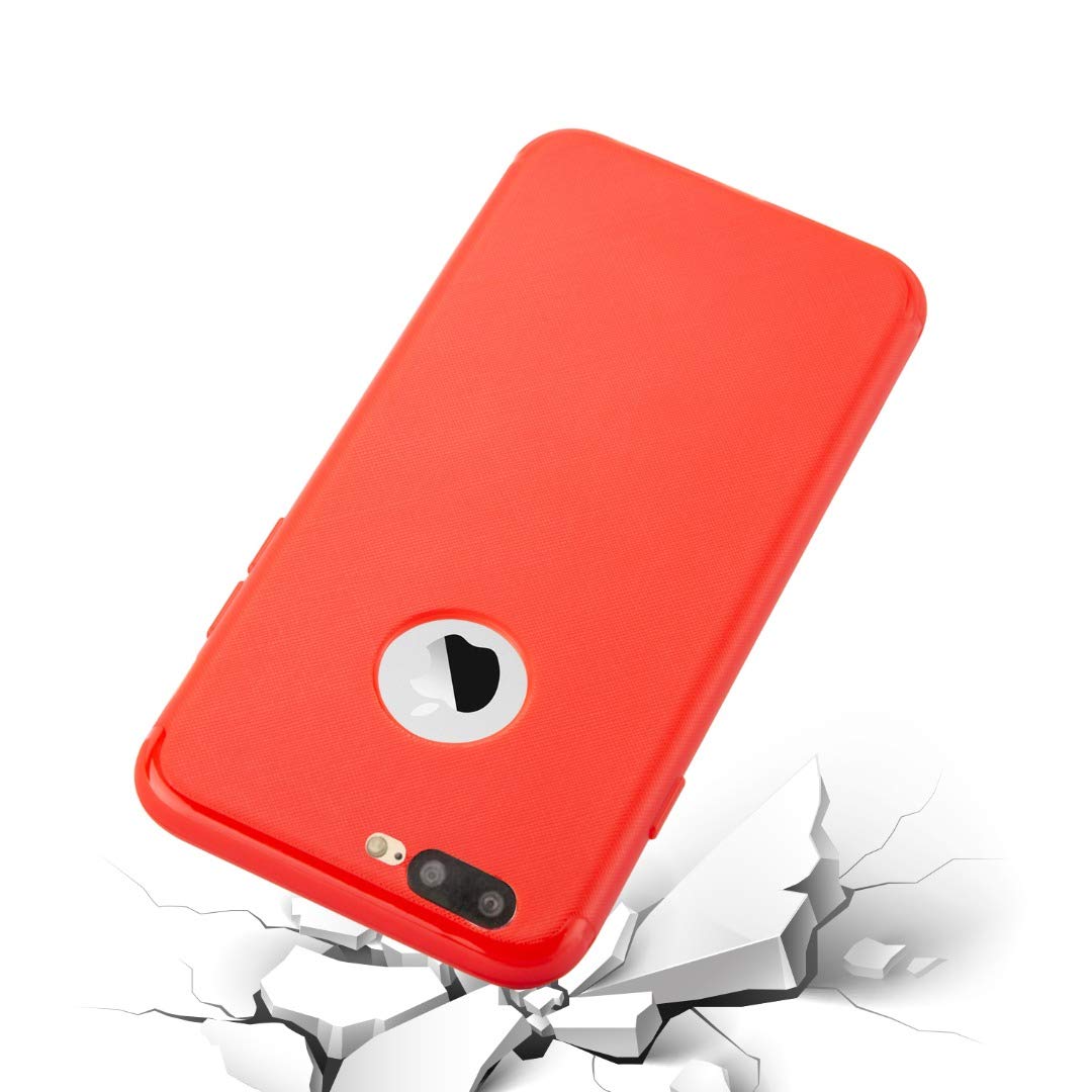iPhone 7 Plus Case Rubber Ultra Thin Slim Shockproof Soft Cover Lightweight Rubber Case Apple iPhone 7 Plus - Red
