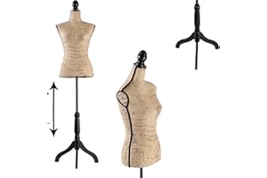 PETUPPY Sewing Mannequin, 52-64 Inch Adjustable Mannequin Dress Forms for Sewing, Female Mannequin Torso Jewelry Display Wood Tripod Stand Clothing Forms,Coffee