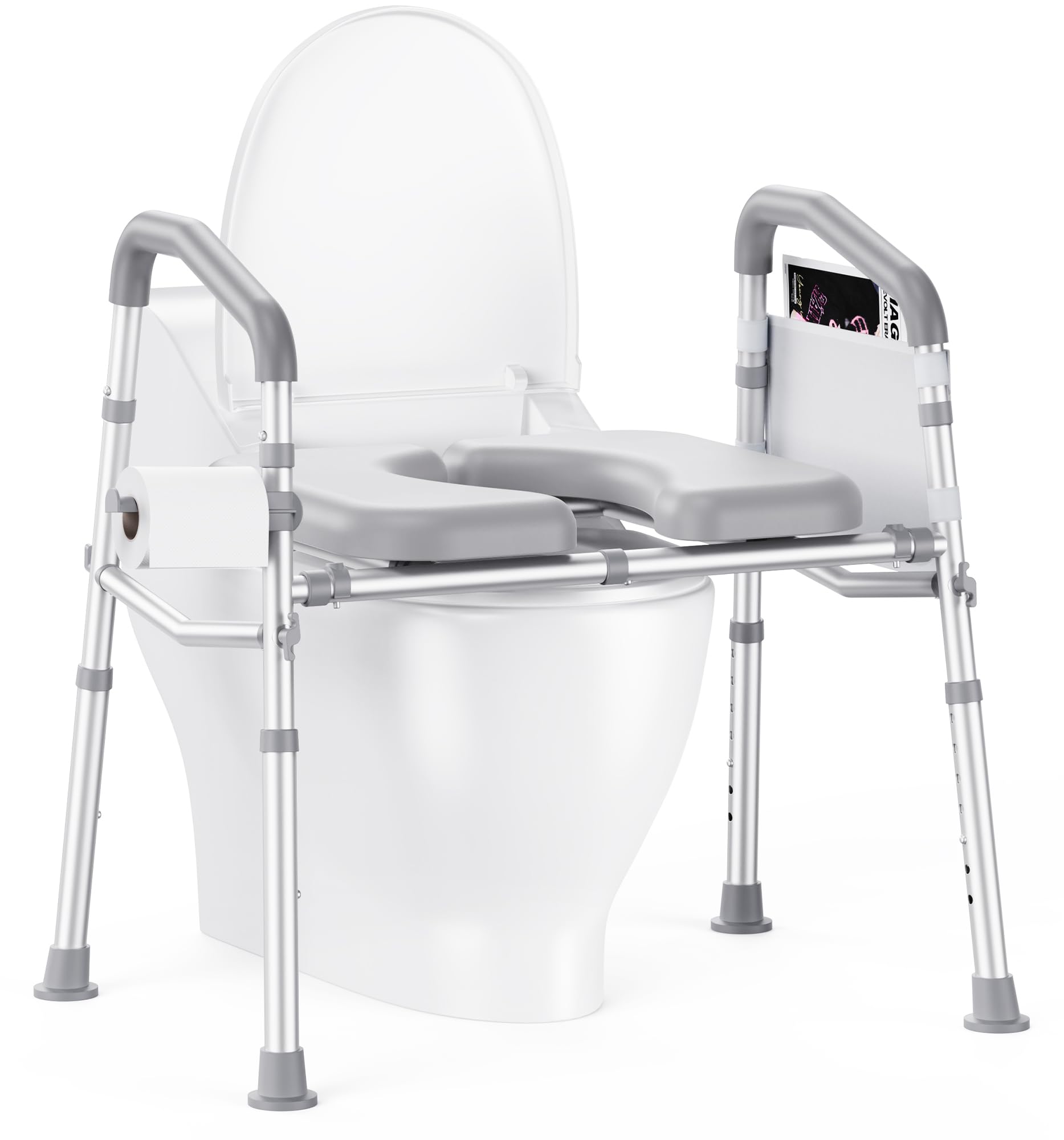 Photo 1 of PopWise Toilet Seat Riser for Seniors, Anti-Wobble Anti-Tip Design Premium Rocket Steel, 500lb FSA&HSA Eligible Raised Toilet Seat for Handicap, Adjustable Height & Width with Handles, Fit Any Toilet