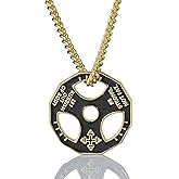 Novalune Dumbbell Necklace for Men, Weight Plate & Barbell Pendant, Stainless Steel Workout Jewelry for Gym, Weight Lifting Necklace for Serious Lifters - Christmas Gift for Mens