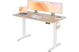 YDN Electric Standing Desk, 55x24 Inch Stand up Desk Adjustable Height, Sit Stand Home Office Desk with Splice Board, Natural