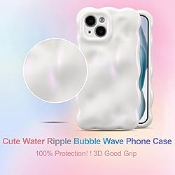 UEEBAI Ripple Case for iPhone 14, Cute Silver Cover