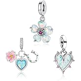 NUNUYAYA Charms Beads 925 Sterling Silver Animal Leaf Flower Travel Friend Heart Dangle Pendant with 5A Cubic fits for Charms Bracelets for Woman Valentine's Day Mother's Day Christmas Birthday Gift