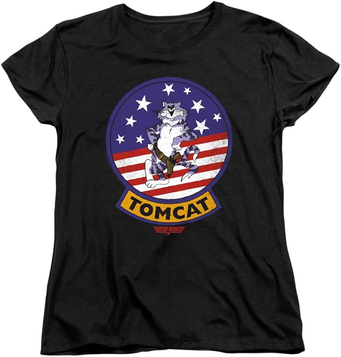 Top Gun Womens TShirt Tomcat Patch Black Tee Clothing
