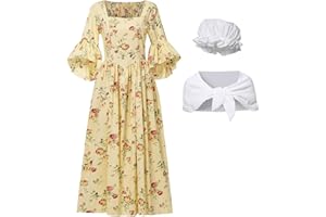 GRACEART Pioneer Woman Costume Colonial Prairie Dress for Women 100% Cotton