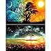 2 Packs 5D DIY Diamond Painting Set Decorating Wall Stickers For Living Room Full Square Drill Starry Sky And Sun & Moon (30X40CM/12X16inch)