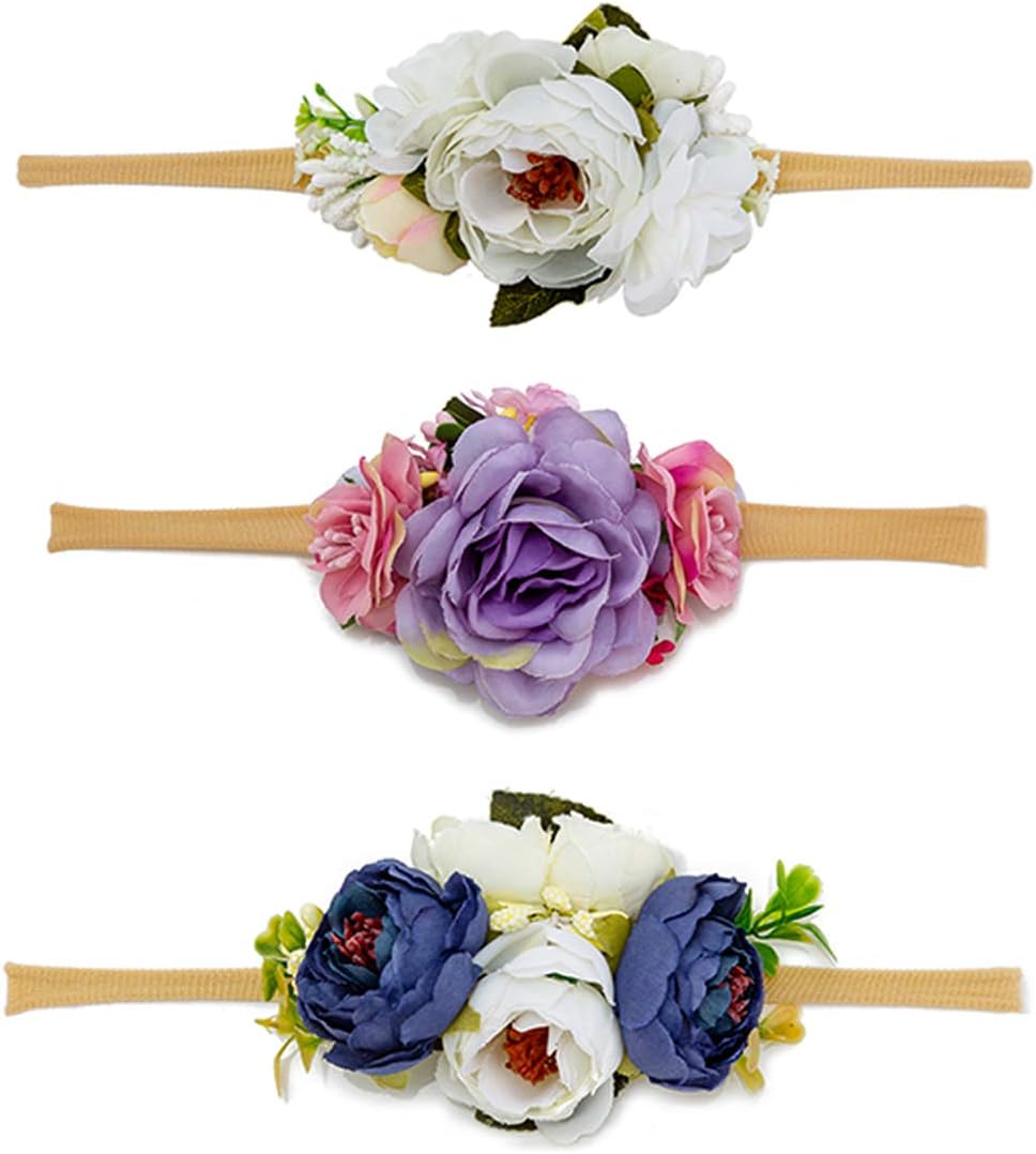 Baby Girl Floral Headband Flower Hair Band Photography Head Wrap Nylon Elastic for Infants Newborn Toddler by JIAHANG