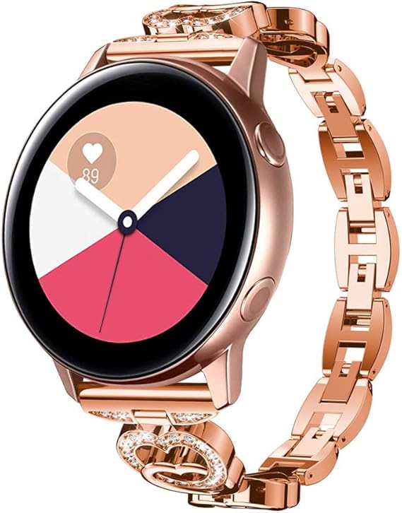 Amazon Com Goseth Compatible With Samsung Galaxy Watch Active 40mm Bands Active2 44mm Bands 20mm Alloy Crystal Rhinestone Bracelet For Galaxy Watch Active Active2 Rose Gold