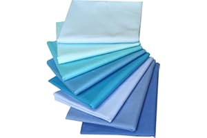 Oaixuilhy 8pcs Fat Quarters 100% Cotton Fabric Bundles Blue Precut Fabric Squares 18”x22” for DIY Quilting Sewing Patchwork Crafts