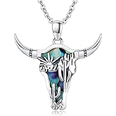 Midir&Etain Western Necklace 925 Sterling Silver Turquoise Pendant Highland Cow/Cow Skull/Hat/Tag/Cactus/Boot Cowgirl Country Jewelry for Women Men